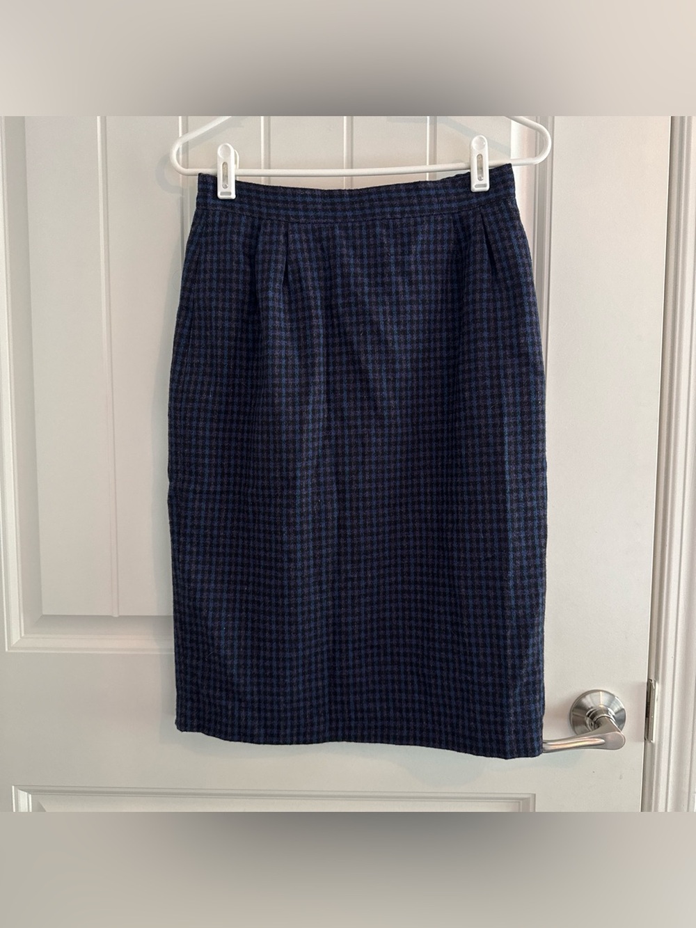 Sweet Suit Petite Vintage Checkered Wool Midi Skirt